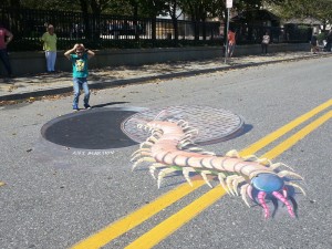 3d street painting "Centipede" in Art chalk festival in Atlantic City