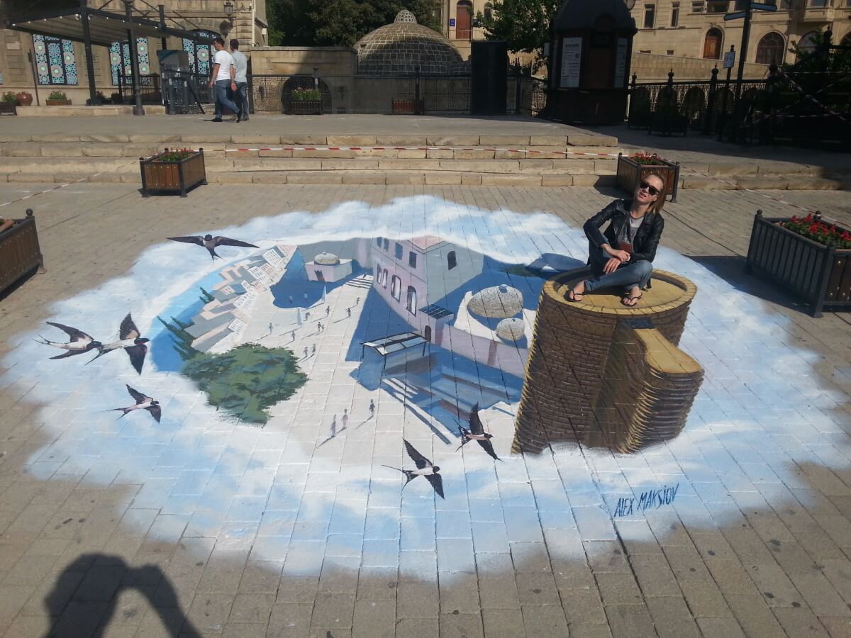3d street painting "Maiden Tower"