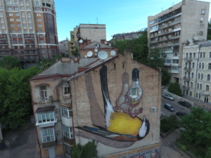 3d mural "Freedom" in Kiev