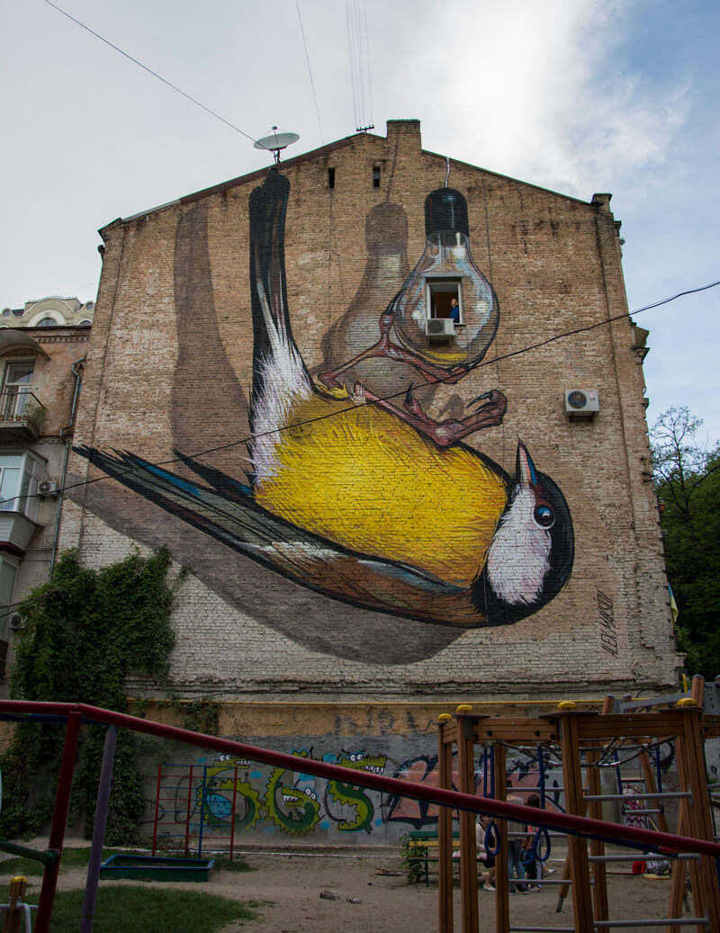 3d mural "Fredom" in Kiev
