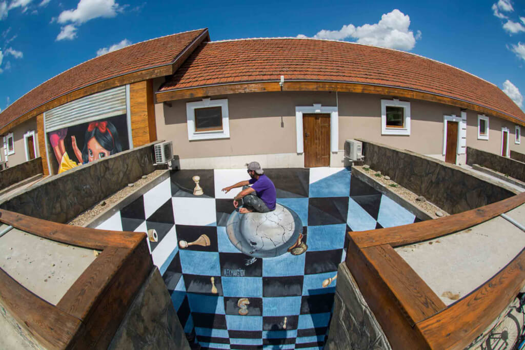 3d anamorphic painting in Mogilovo