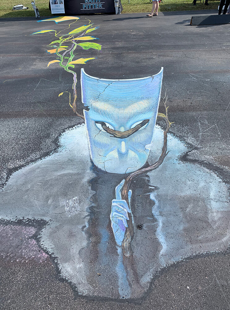 3d painting 'Mask' at Sarasota Chalk Fest