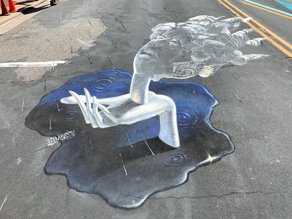 3d street painting 'The Rain'