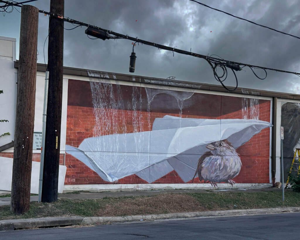 3d mural 'Paper Plane' in Houston